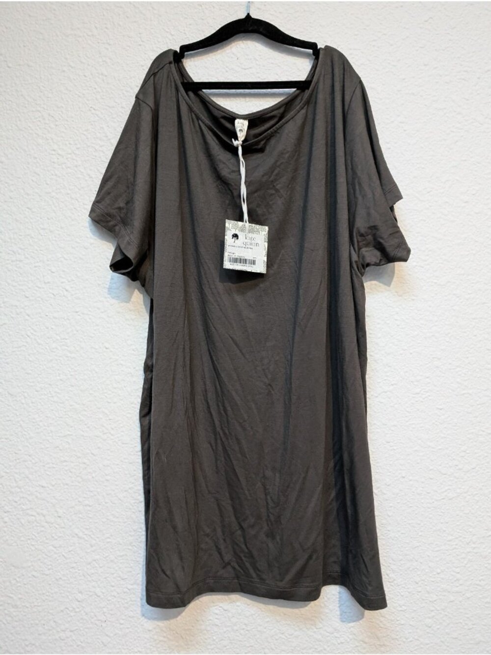 Kate Quinn Women's Boat Neck Tee Short Sleeve Shirt Beluga Bamboo XXL